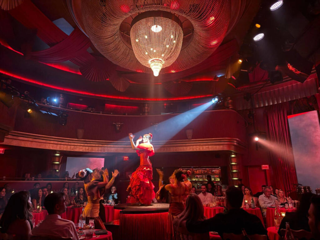 A performer dances at the Faena theater