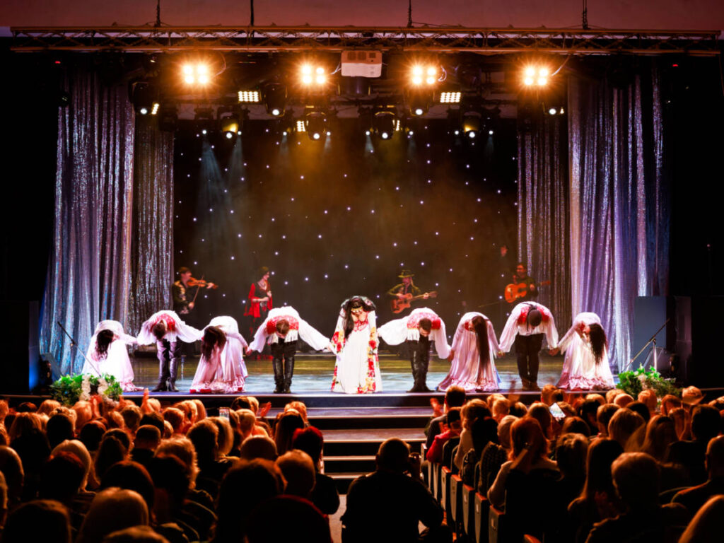 View of the performers taking a bow on the stage