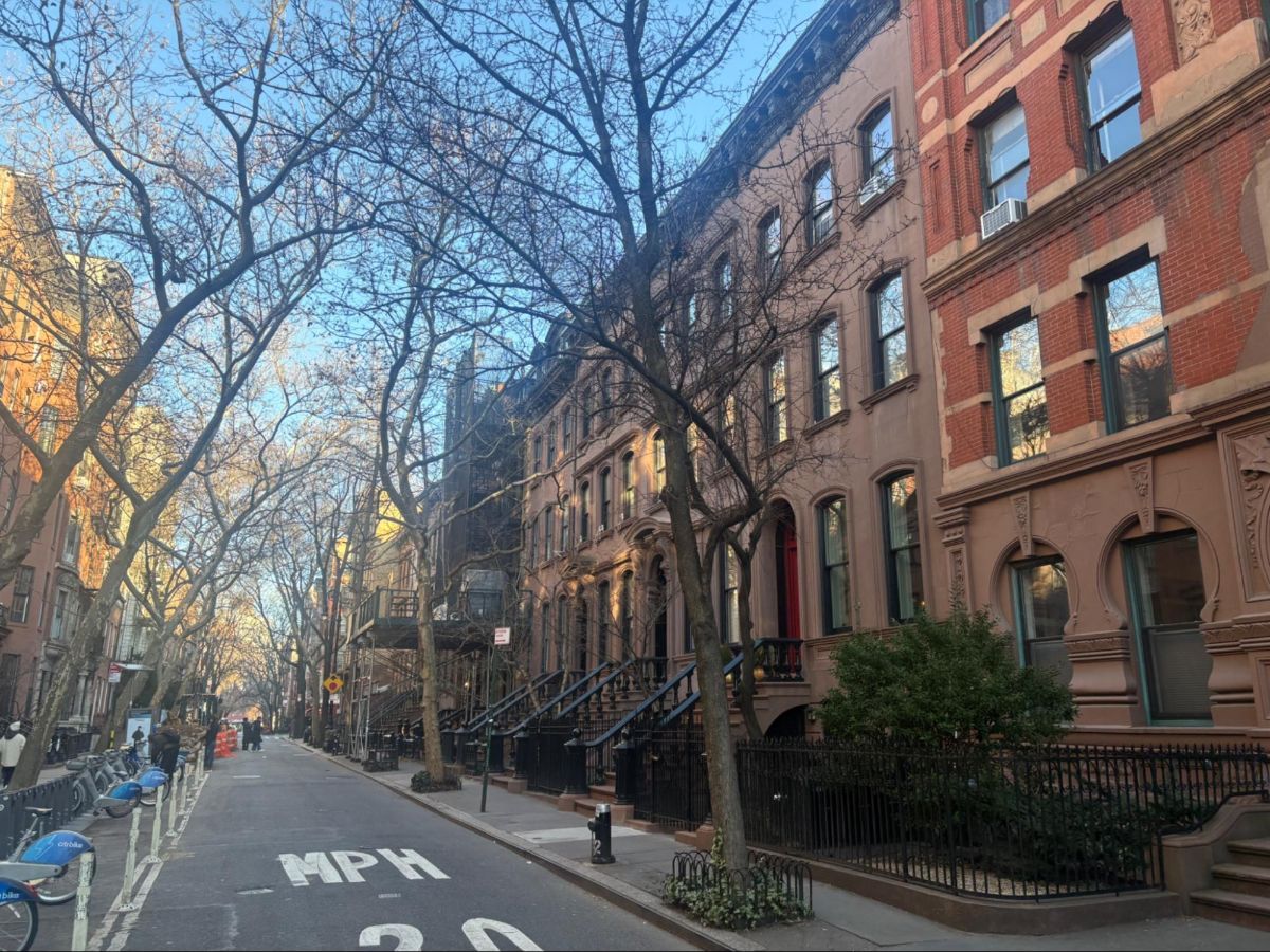 The Tree-lined brownstones on Perry Street