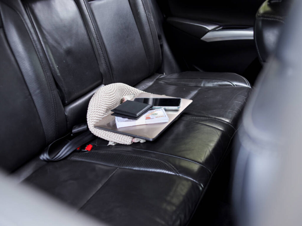 View of the personal belongings left inside the car