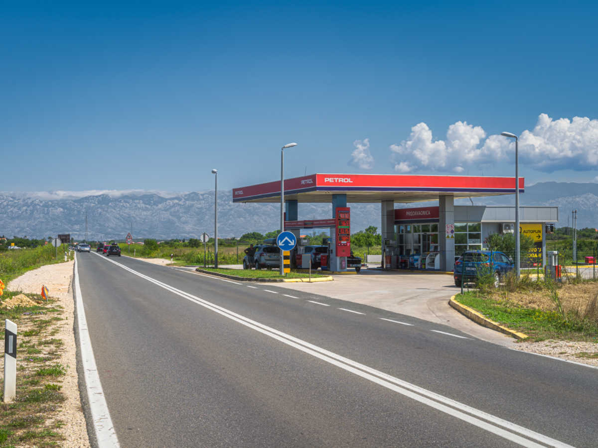 A petrol station along the suburban highway