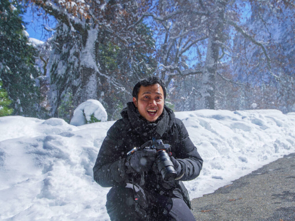 A photographer at the Yosemite National Park