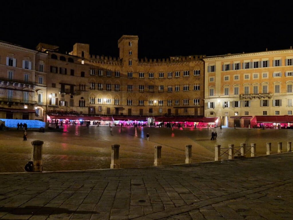 View of the Piazza del Campo at night