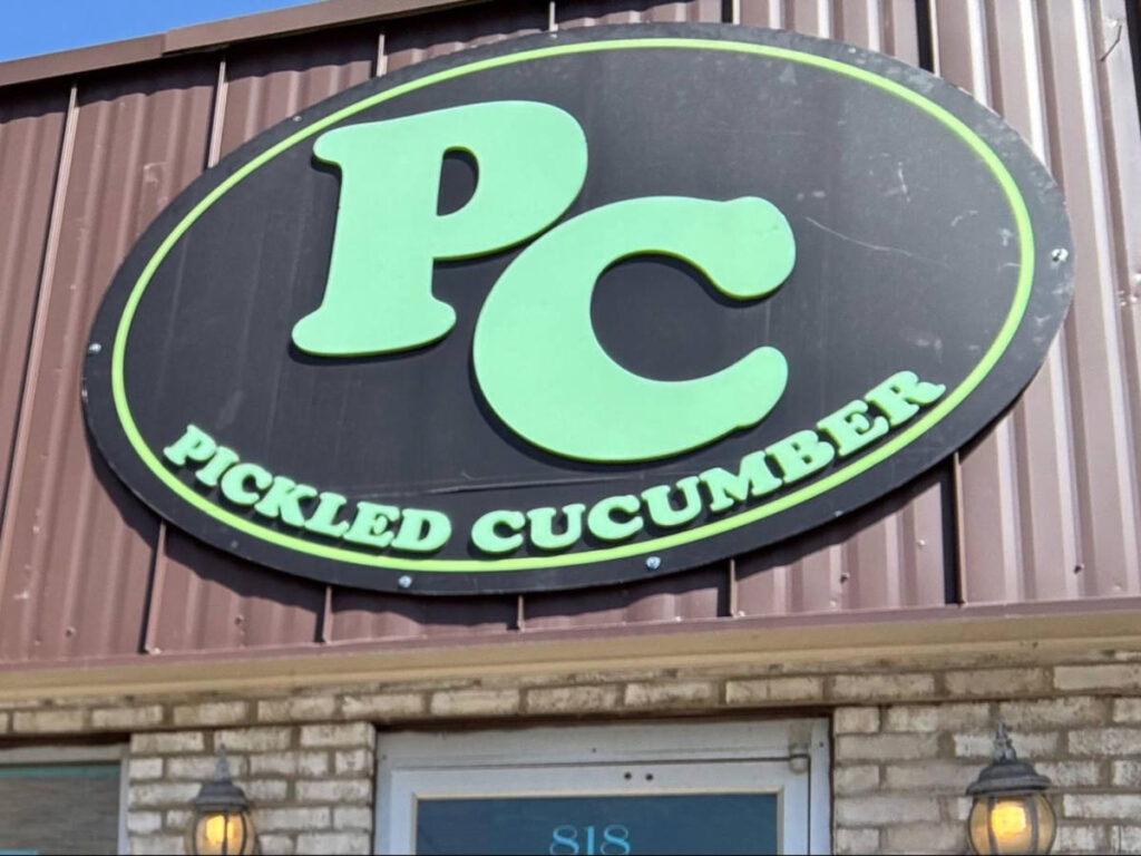 Closeup look of the signage of Pickled Cucumber