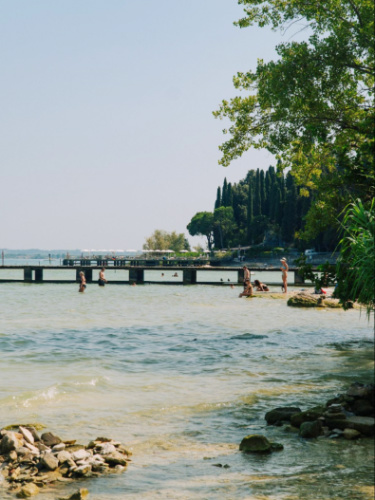 Clear sky over a pier in Jamaica Beach