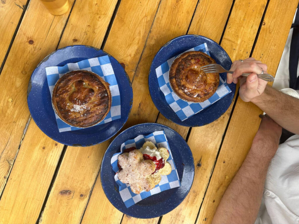 The savory pies and strawberry rhubarb shortcake from Bang Bang Pie & Biscuits