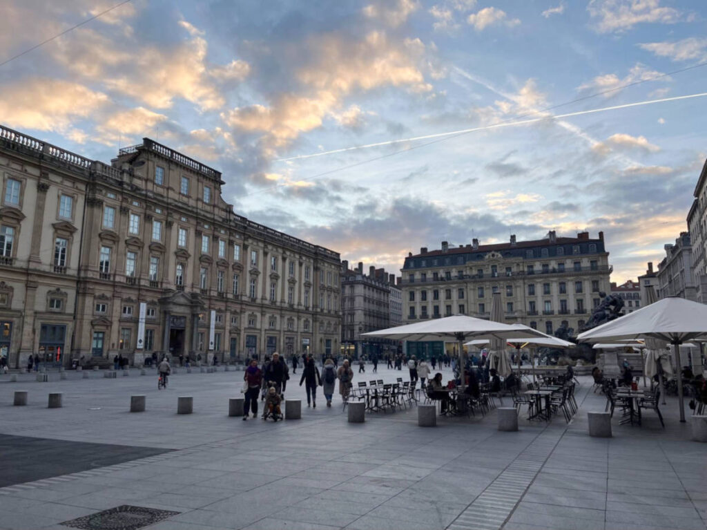Panoramic view of the city square Place des Terreaux