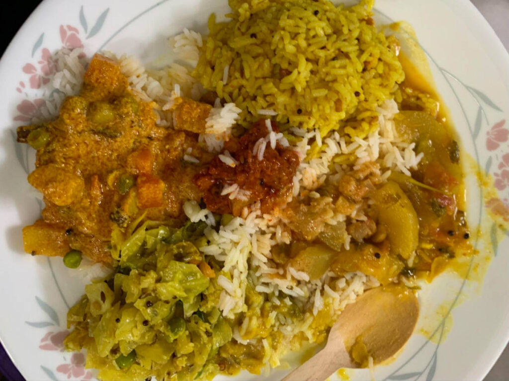 A plate of homemade Indian food