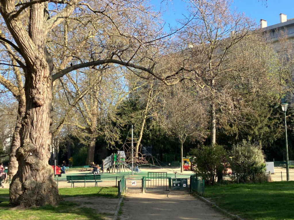 View of the playground in the 16th Arrondissement of Paris