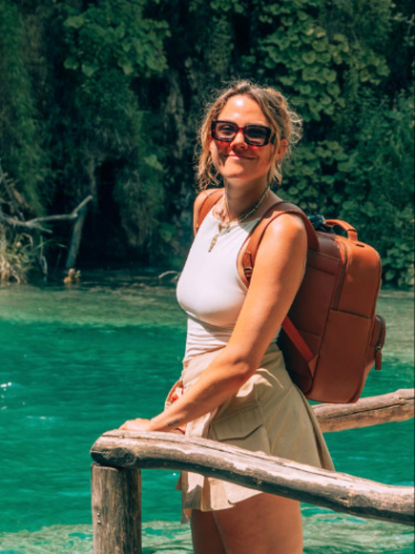 Amber Visch smiling for a photo in Plitvice Lakes, Croatia