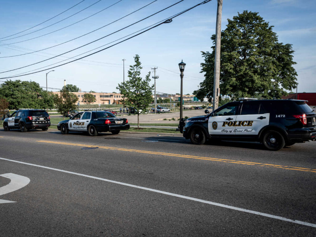 View of the police cars in Minneapolis