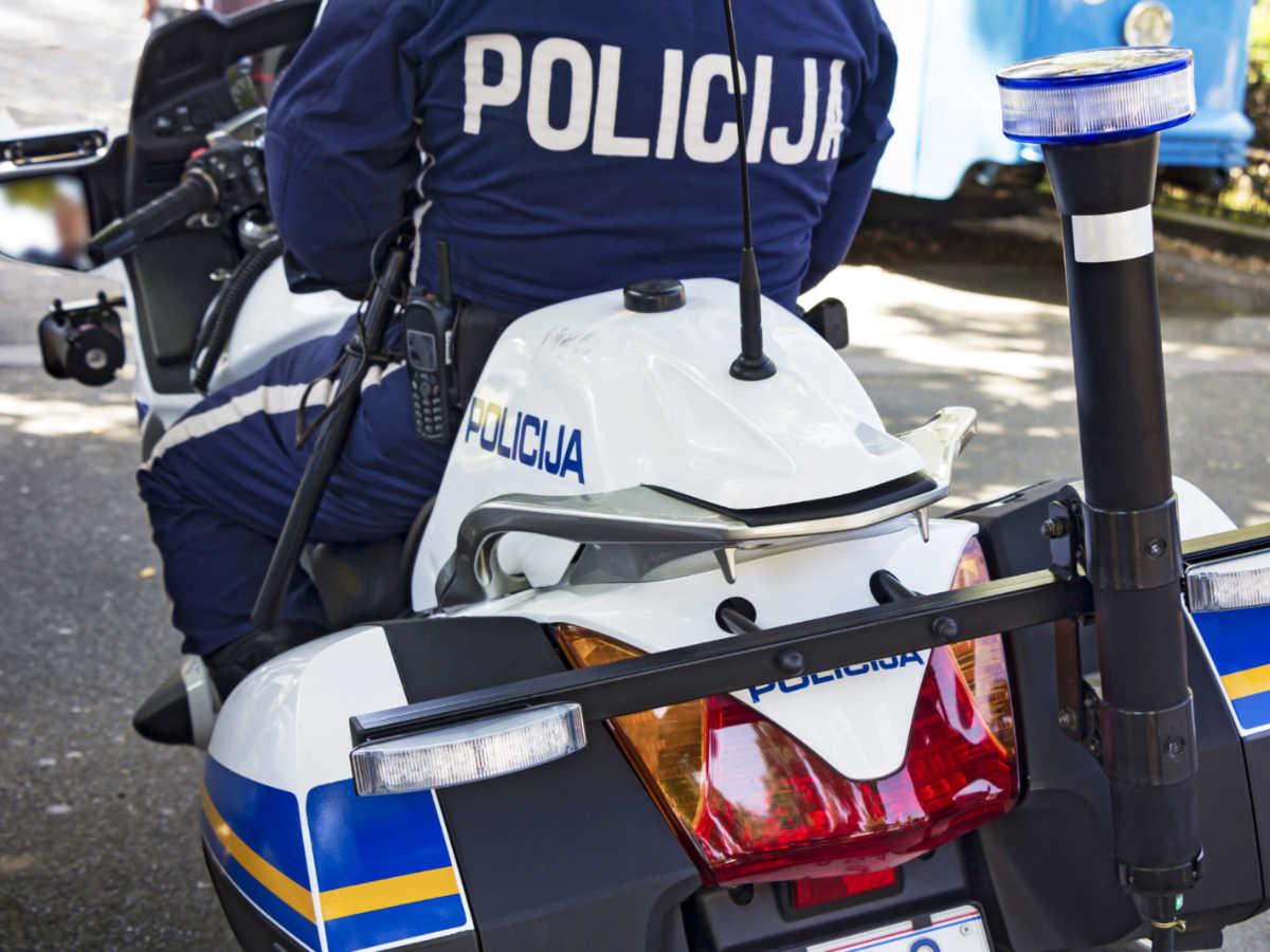 A Croatian policeman on a motorcycle
