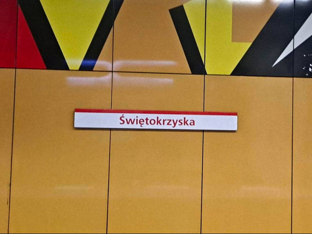 A wall sign with Polish word