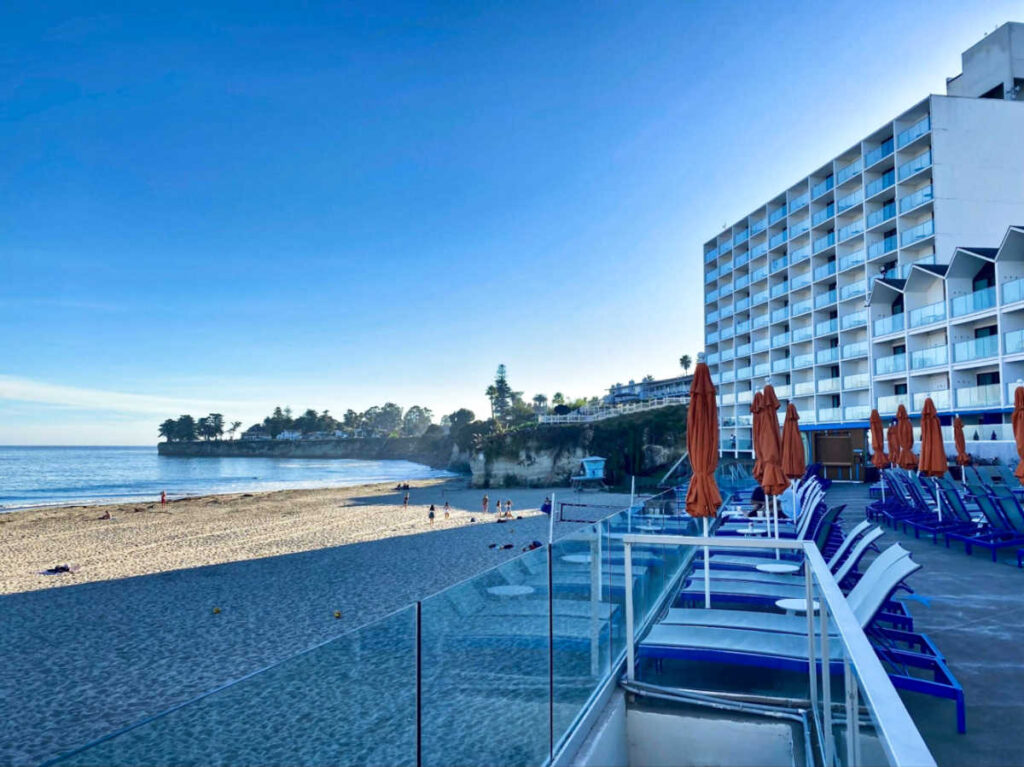 View of the beachfront and the pool deck of Dream Inn