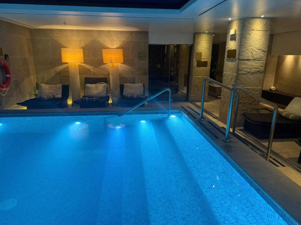 View of the pool at the spa area in JW Marriott El Convento Cusco