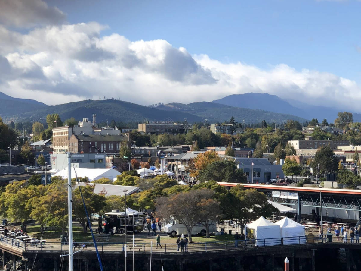 Overlooking view of Port Angeles from the lookout on the city pier