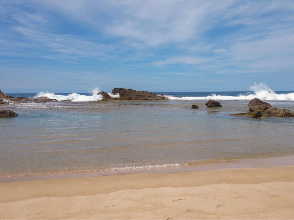 View of the rock formations creating the cove