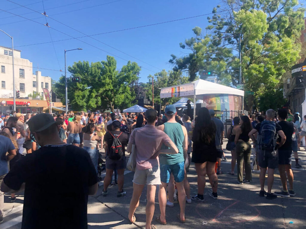 View of people during a Pride event in Capitol Hill