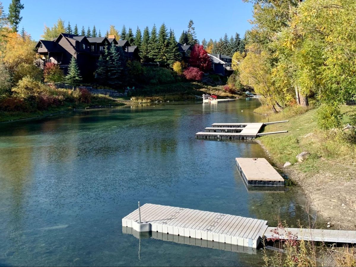 The private docks on one of the walking paths in Whitefish
