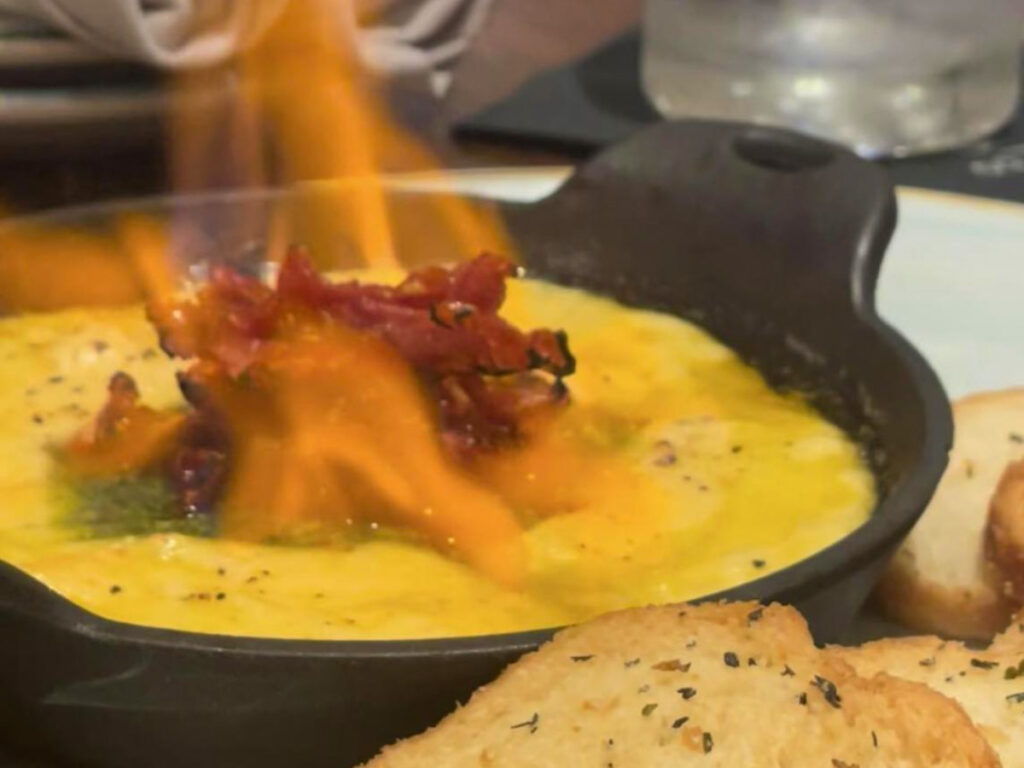 A flaming Provaleta served at Dorrego’s