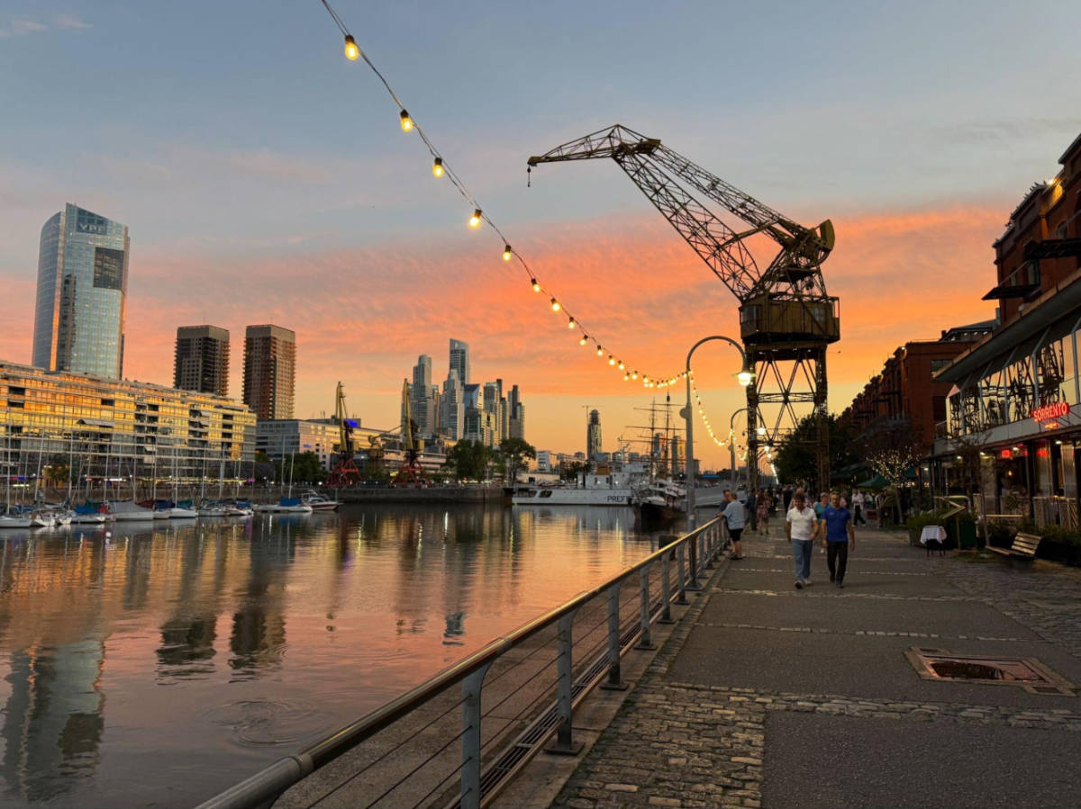Scenic sunset views at the old docks in Puerto Madero