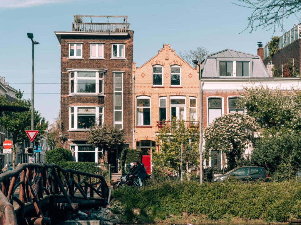 View of the beautiful quaint 19th-century homes lined along Noordsingel
