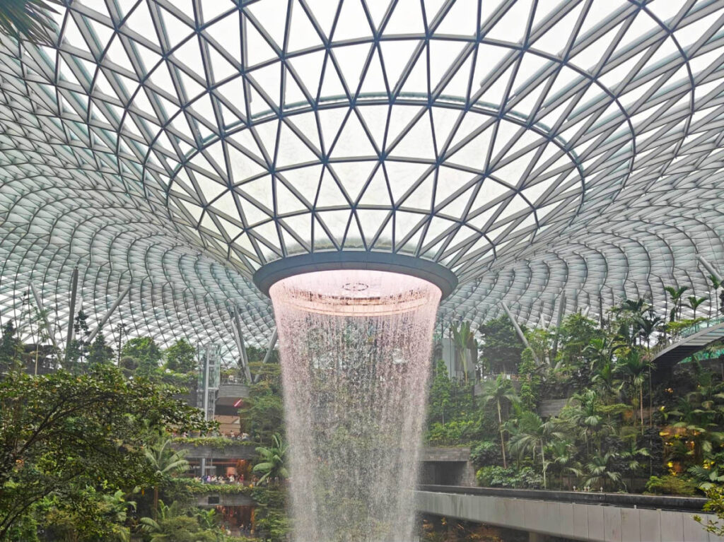View of the Rain Vortex at Jewel, Changi Airport