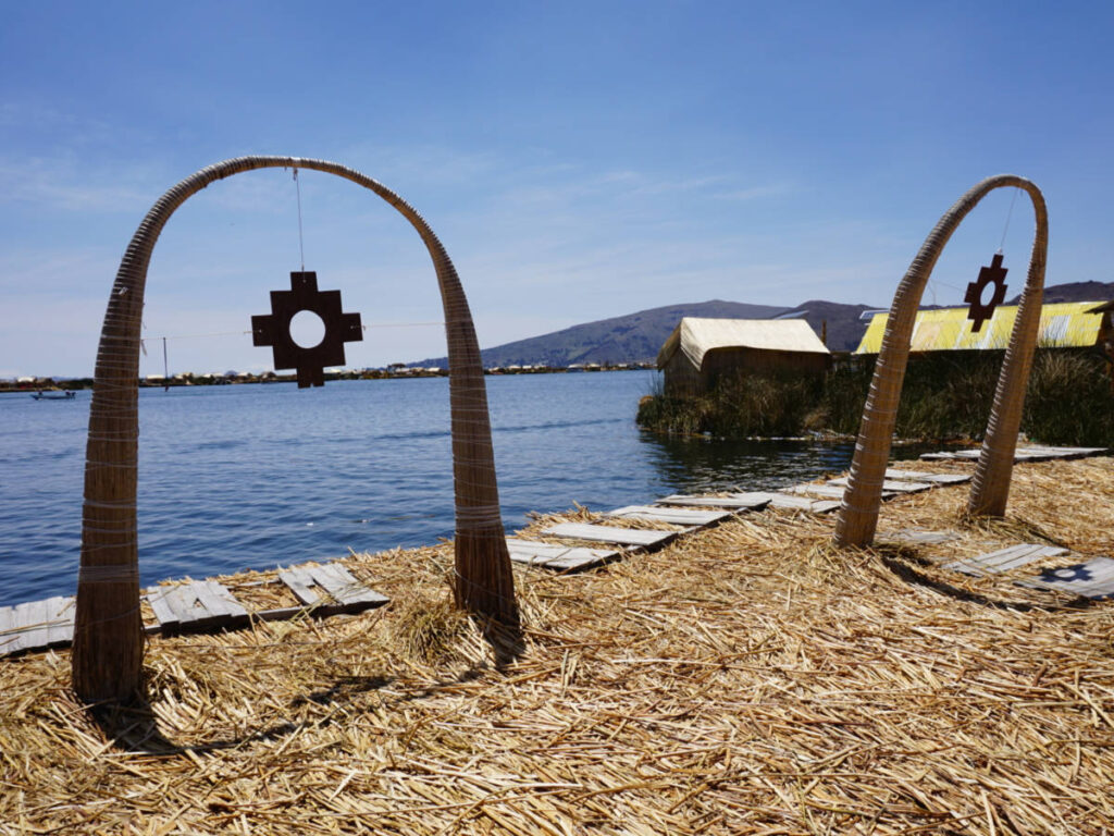 View of the arches at the Reed Islands at Lake Titicaca