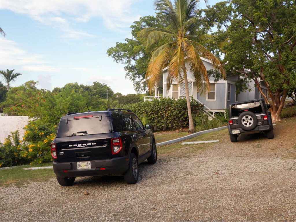 The author's rented Bronco parked in Culebra