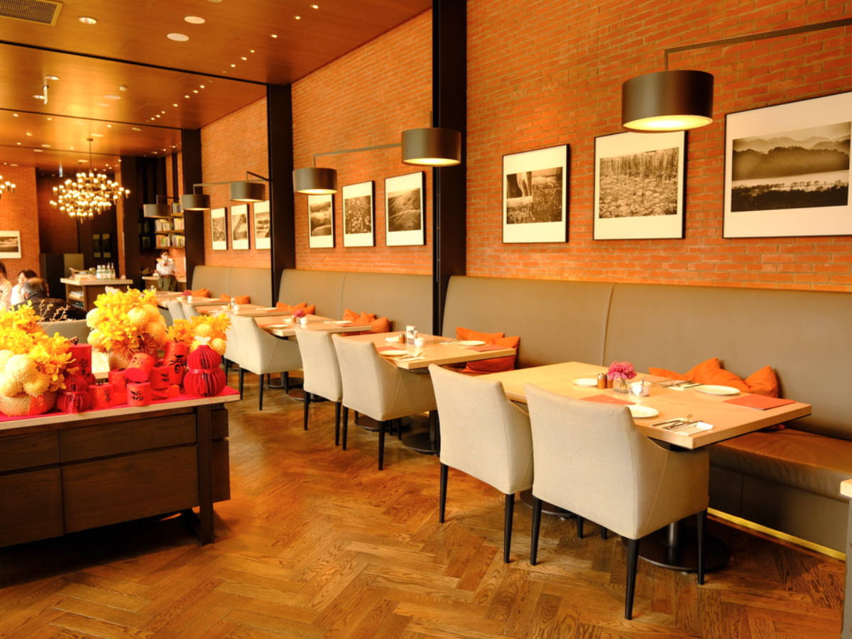 View of the empty seats inside the restaurant in Eslite Hotel