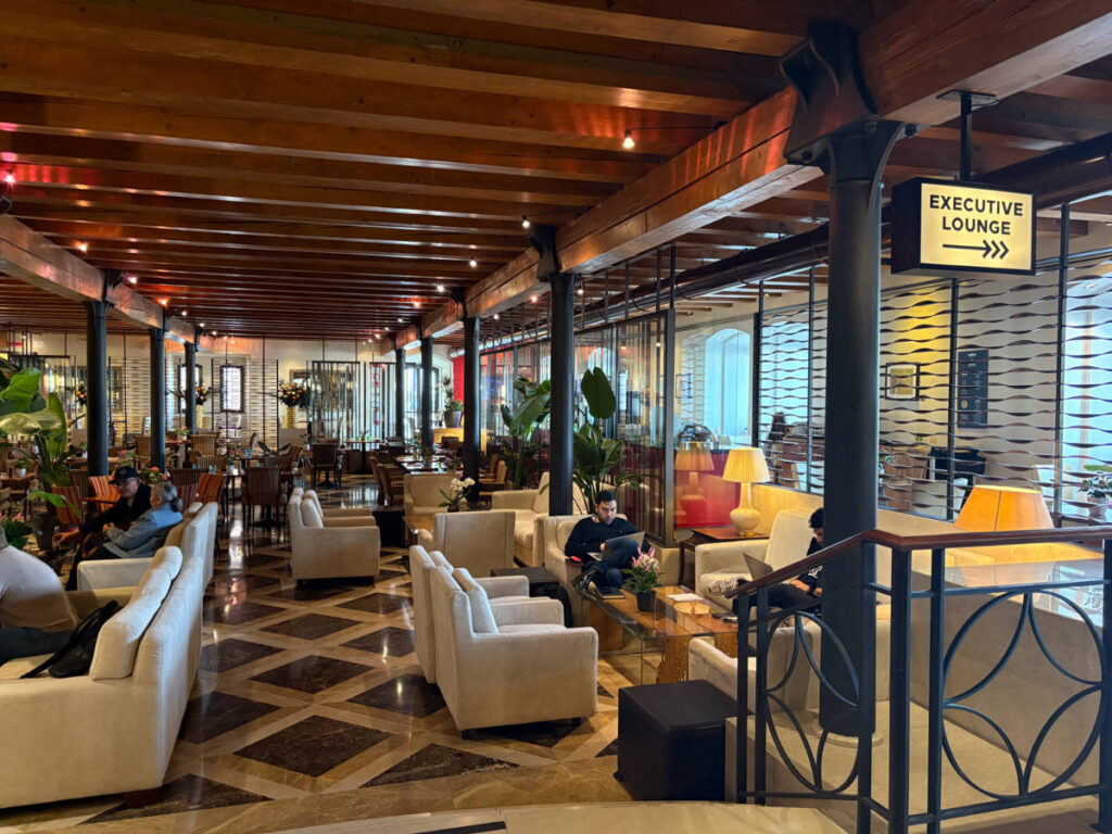 View of the cozy interior of The Rialto Bar & Restaurant in Hilton Molino Stucky