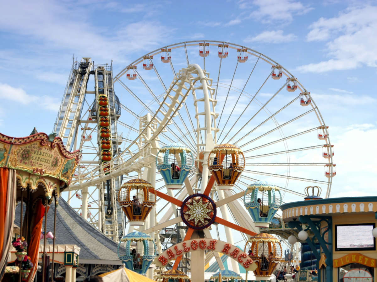 View of the rides at the Morey’s Pier