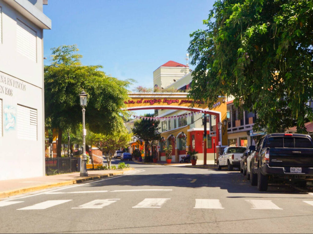 View of the welcome archway in the downtown area of Rincón