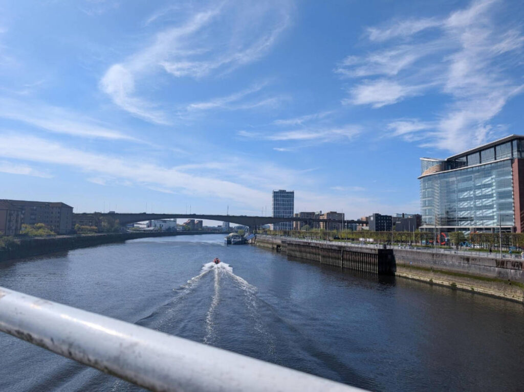 A boat on the river Clyde in Glasgow