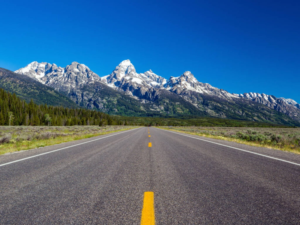 View from the road leading to the Grand Teton National Park