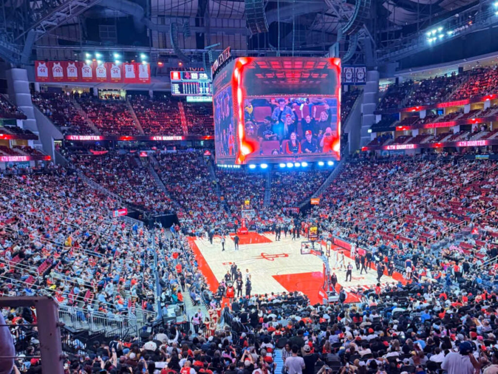 Thousands of fans watching the Rockets Game at Toyota Center
