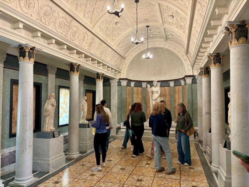 Roman statues on display at Getty Villa