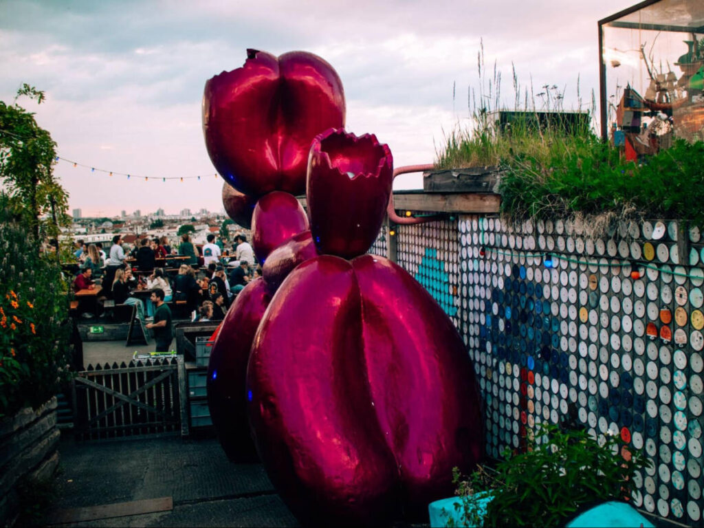 A balloon art installation at the rooftop terrace of Klunkerkranich