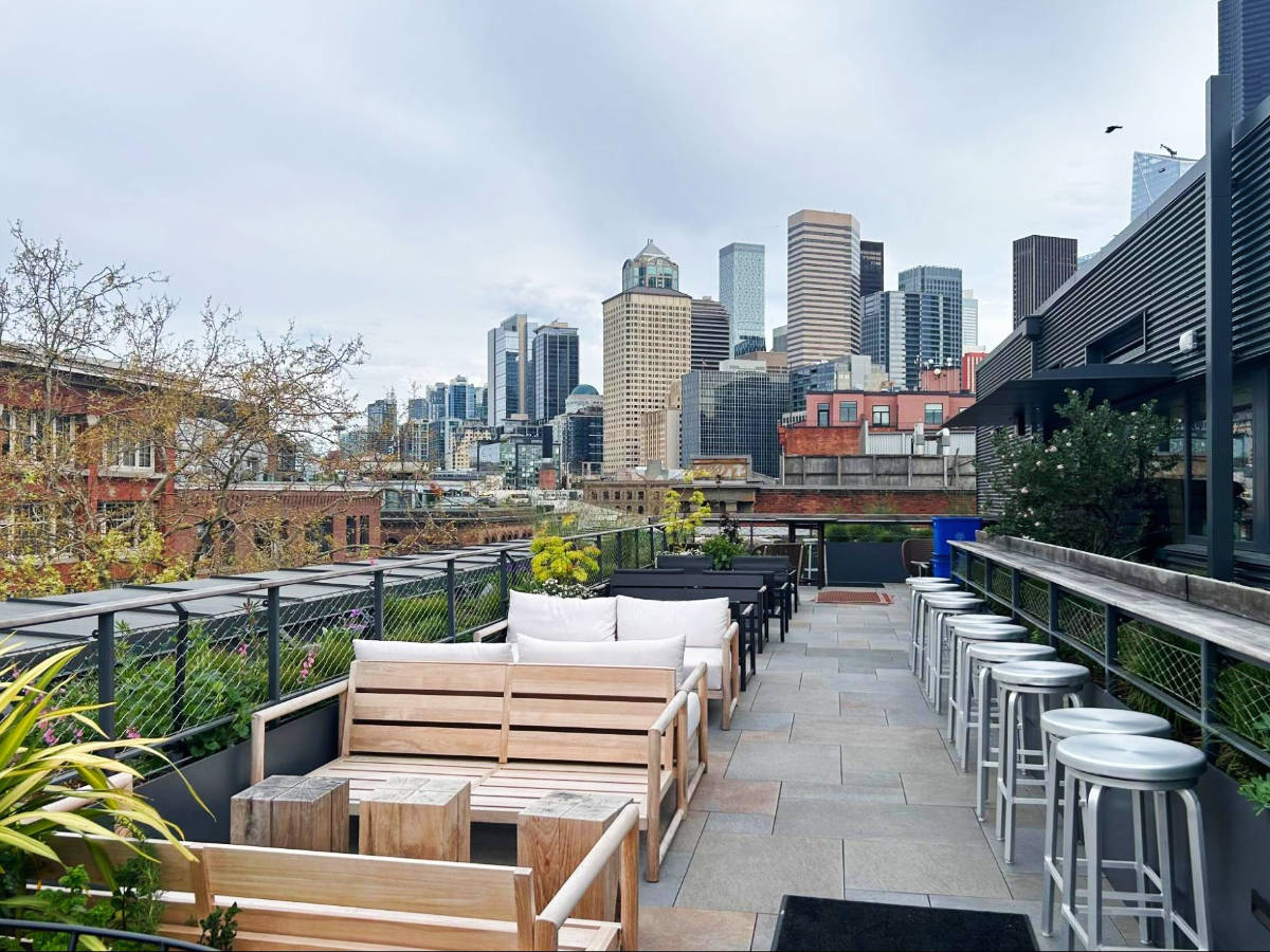 View at the rooftop of the Populus Seattle