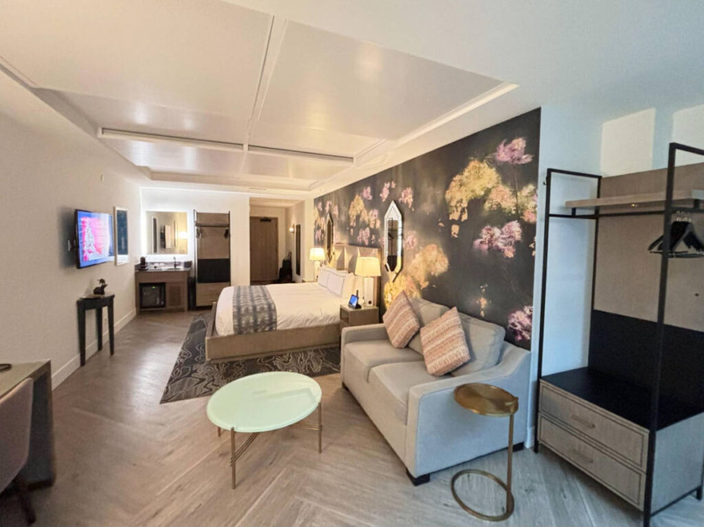 The intricate interior of the room in EXchange Hotel