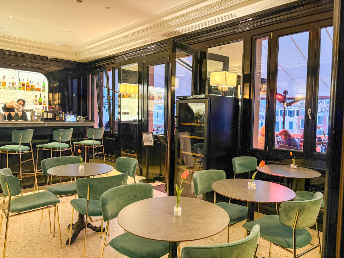 View of the empty seats inside the La Terrazza Rooftop Bar