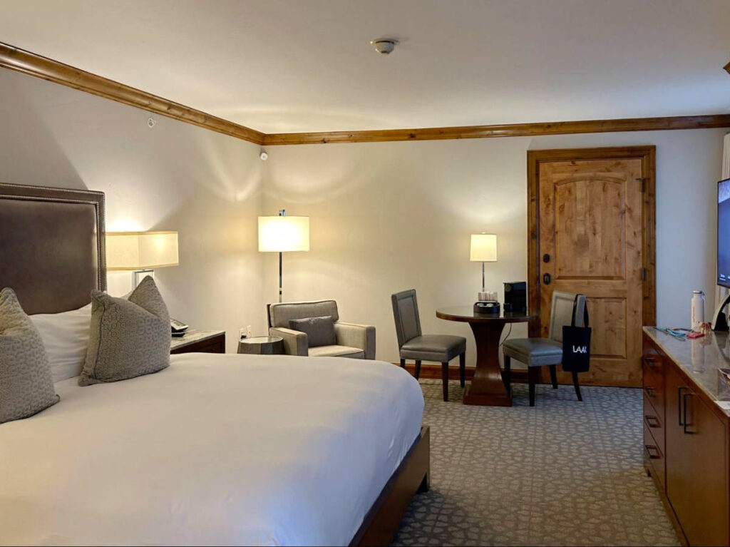 View of the bed and the spacious room of The Sebastian