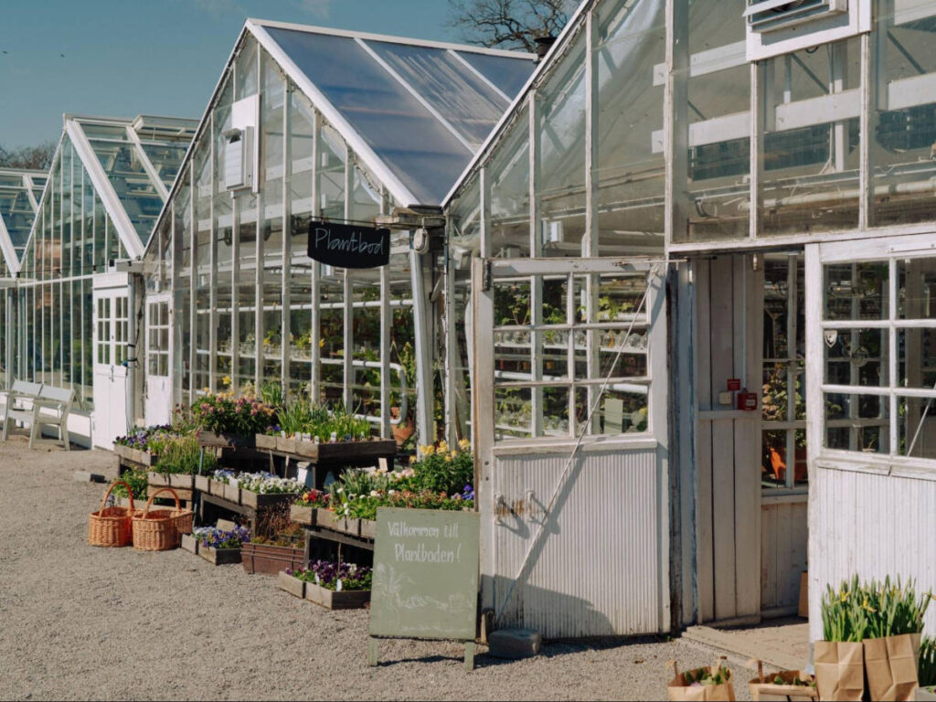The glass-like exterior of Rosendals Trädgårds