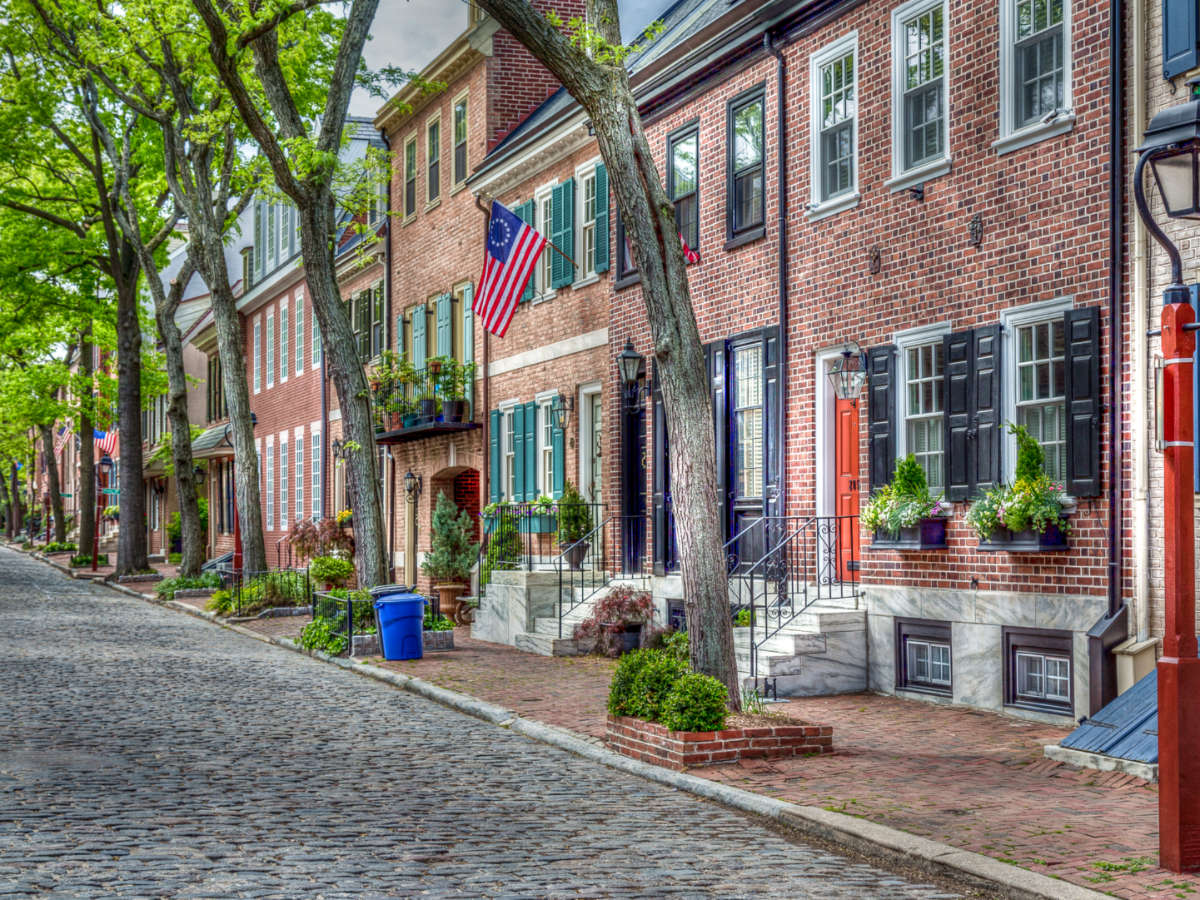 View of the historic row homes in Old City
