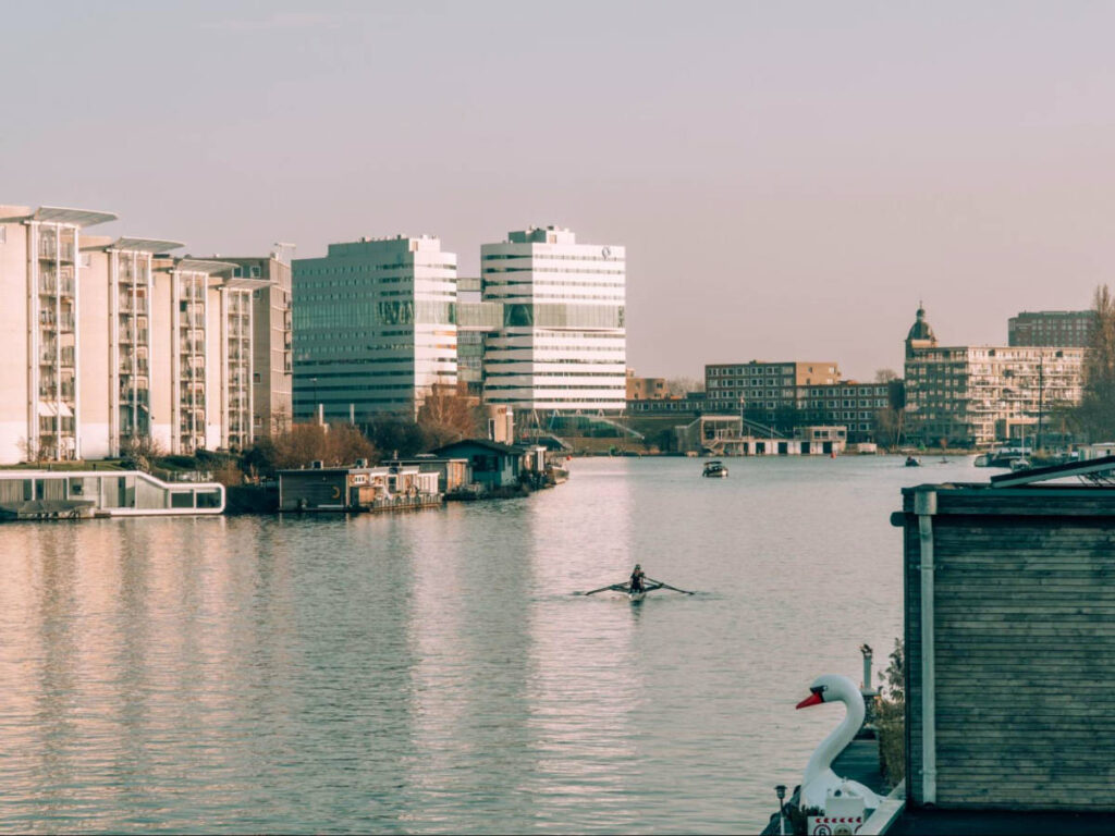 View of a lone Rowboat on the Amstel