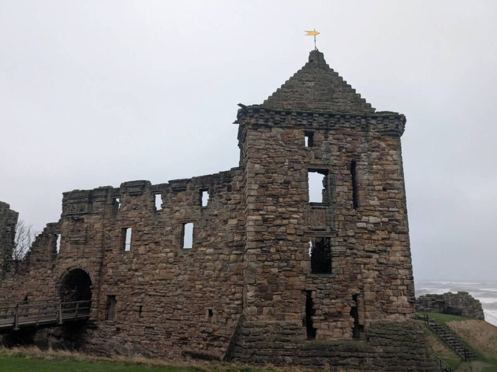 Dark sky over the ruins of St Andrews Castle