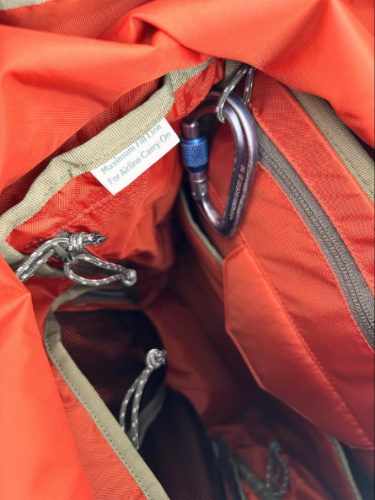 View of the interior gear loops of Salkan Carry-On Backpack