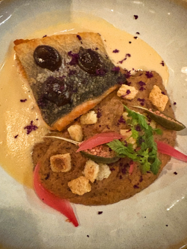 A plate with salmon dish