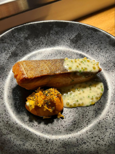 A Salmon entree served at BRUTO
