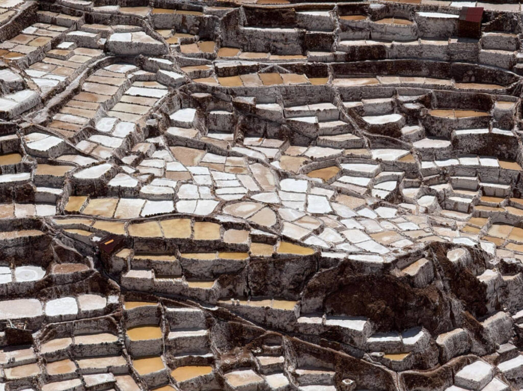 Overlooking view of the salt pools at Maras
